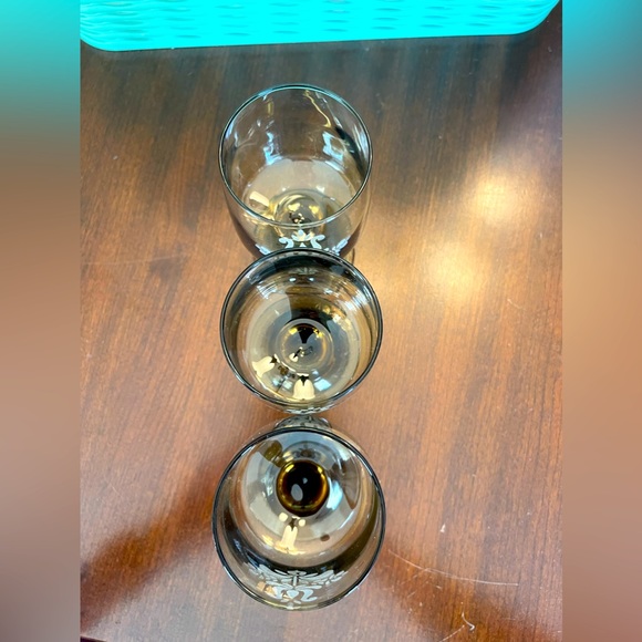 SALE Vintage Pfaltzgraff Village Design Etched Libbey Tawny Brown Wine Glasses - Picture 6 of 8